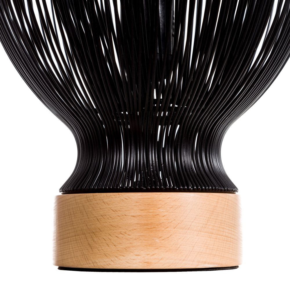 Lámpara de mesa negro metal-madera, 30x30x51 cm