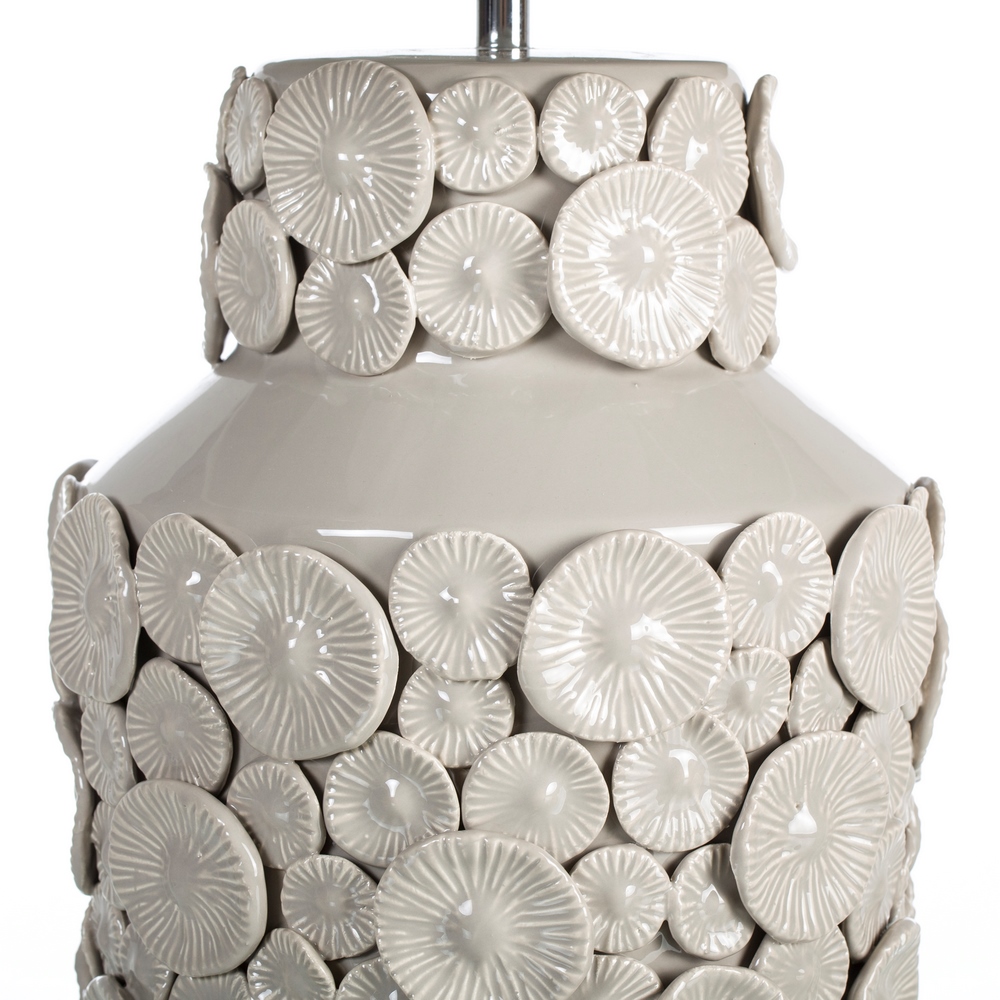 Lámpara de mesa taupe cerámica-tejido, 40x40x75 cm