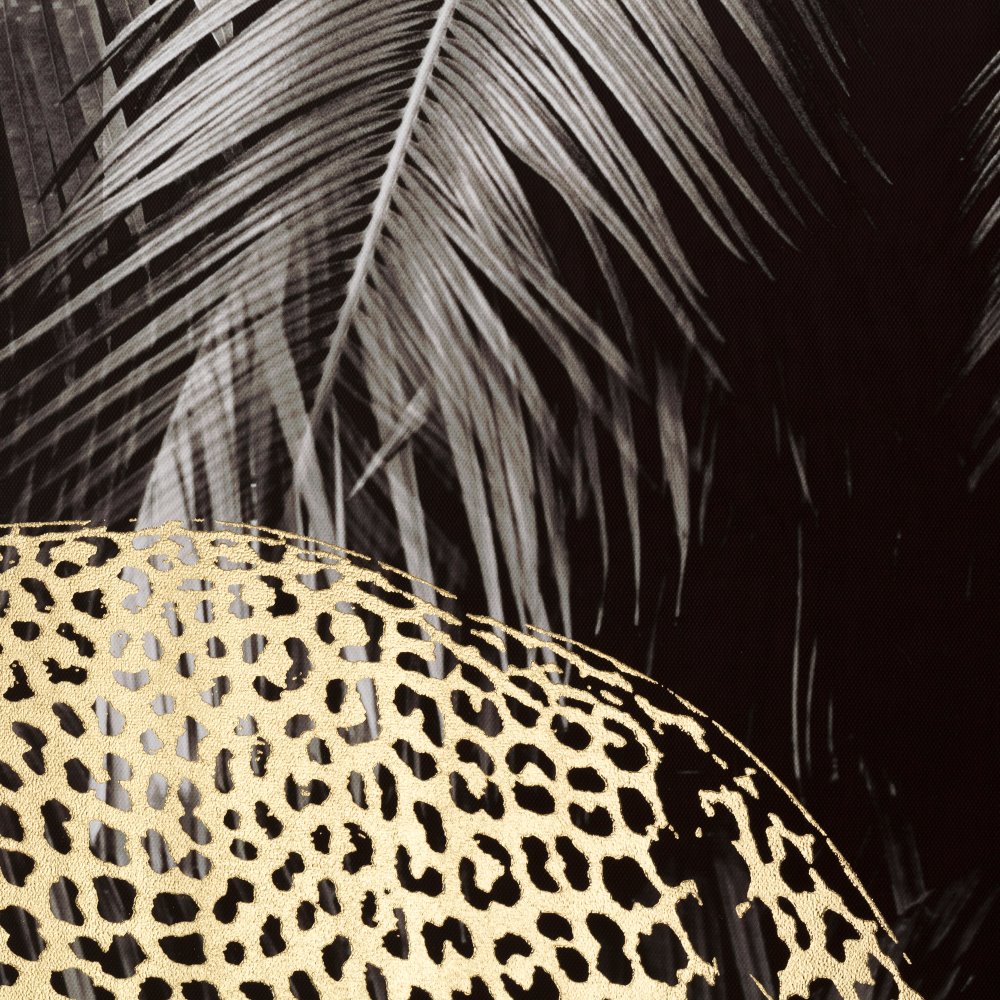 Cuadro impresión leopardo negro-oro, 120x4,5x80 cm
