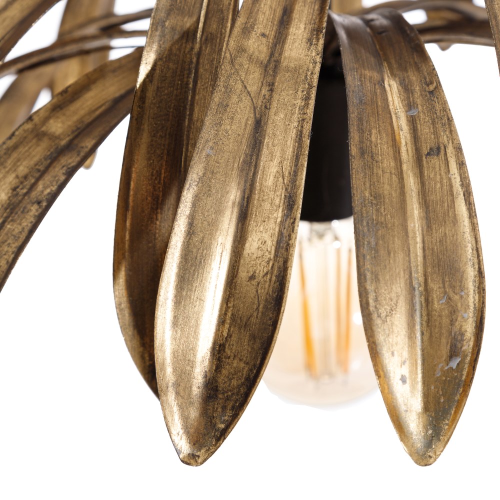 Lámpara de techo hojas oro metal, 40x40x30 cm