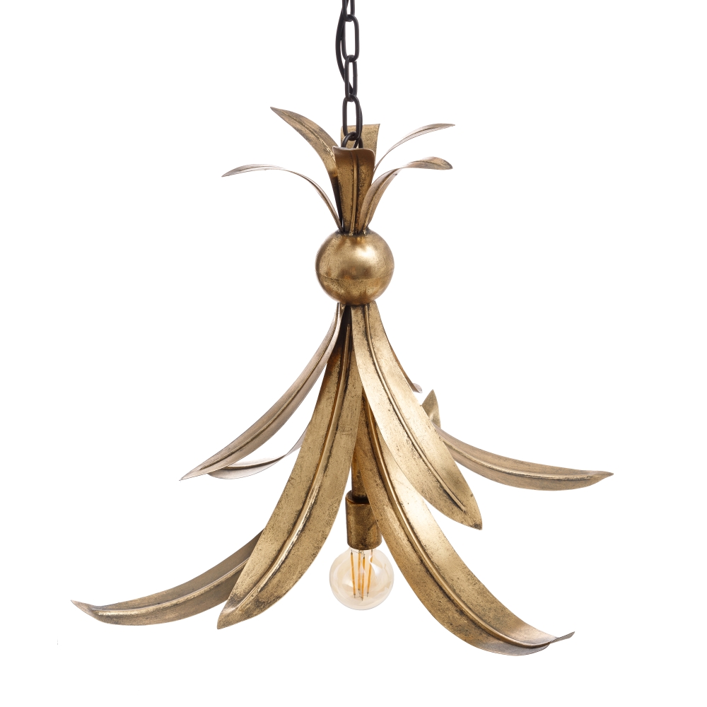 Lámpara de techo hojas oro metal, 65x65x51 cm