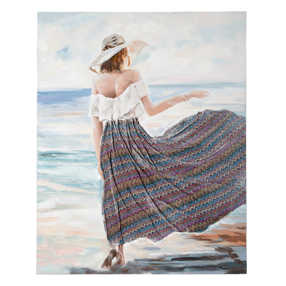 Pintura playa lienzo decoración, 120x3,8x120 cm