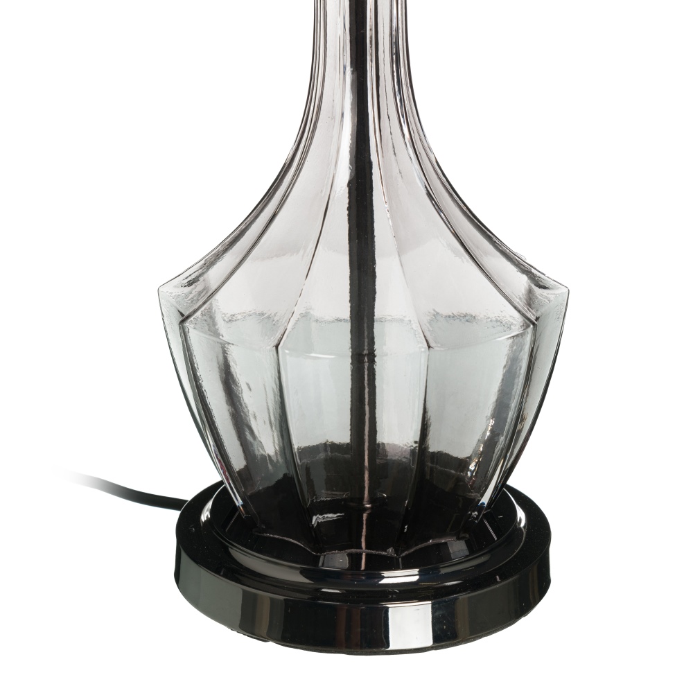 Lámpara de mesa gris-plata cristal-tejido, 35,5x35,5x70 cm