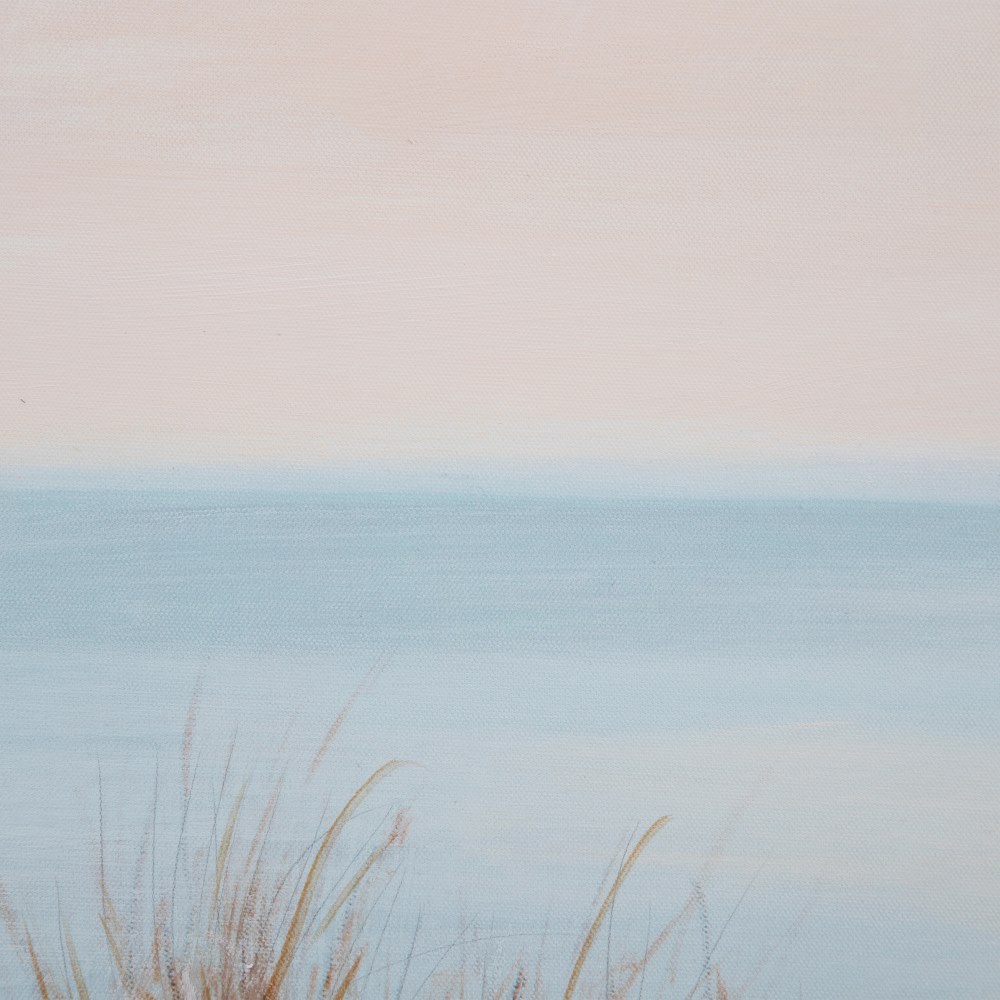 Pintura playa beige-azul lienzo, 100x2,8x100 cm