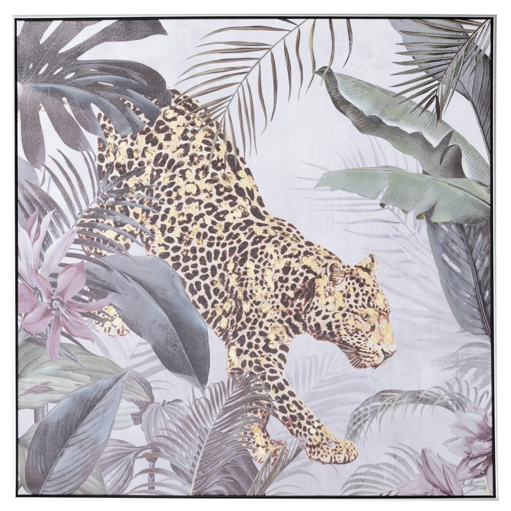 Cuadro impresión leopardo lienzo, 100x4,3x100 cm