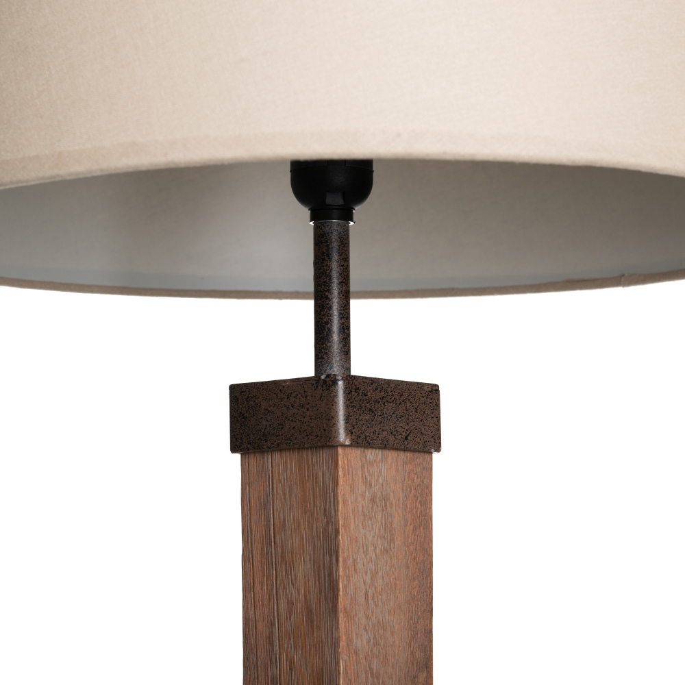 Lámpara de pie natural madera-tejido, 34x45x162 cm