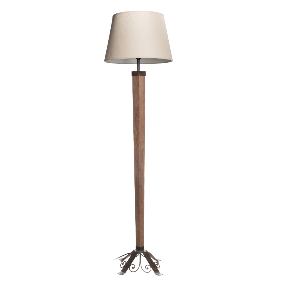 Lámpara de pie natural madera-tejido, 34x45x162 cm