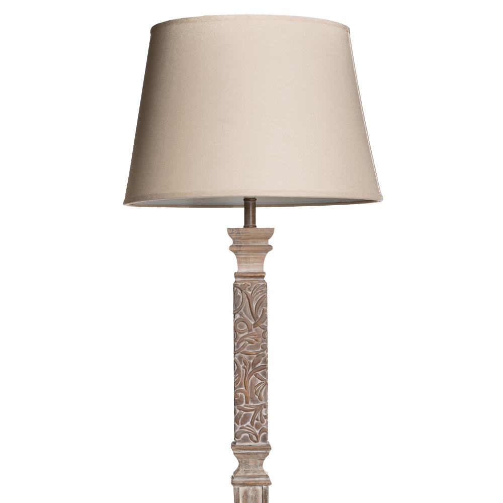 Lámpara de pie natural madera-tejido, 34x45x161 cm