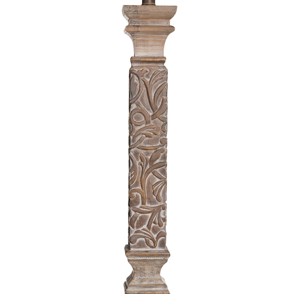 Lámpara de pie natural madera-tejido, 34x45x161 cm