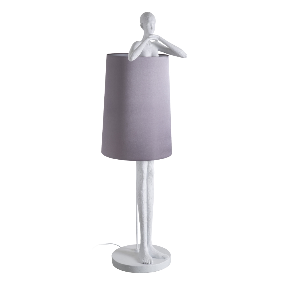 Lámpara de pie hombre blanco-gris, 41x41x142 cm