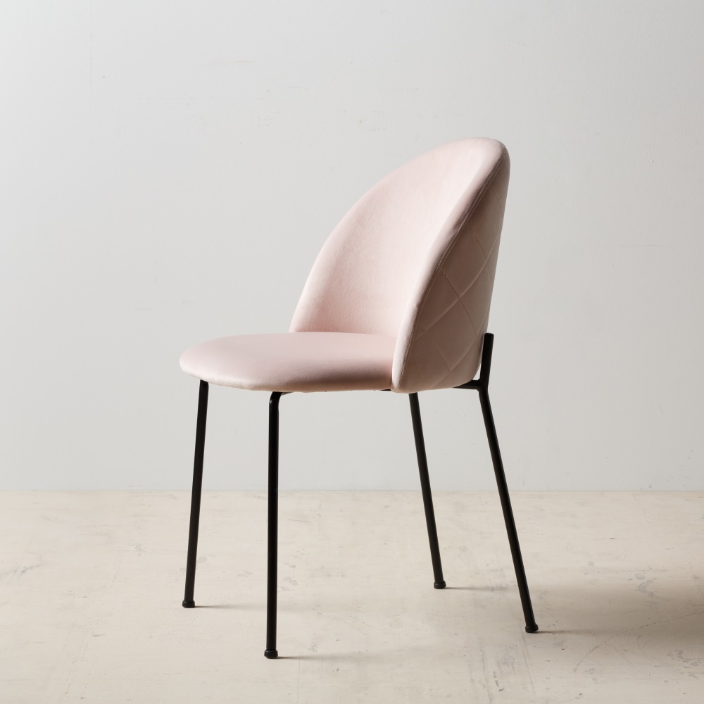 Juego de 2 sillas tejido-metal moderno rosa palo