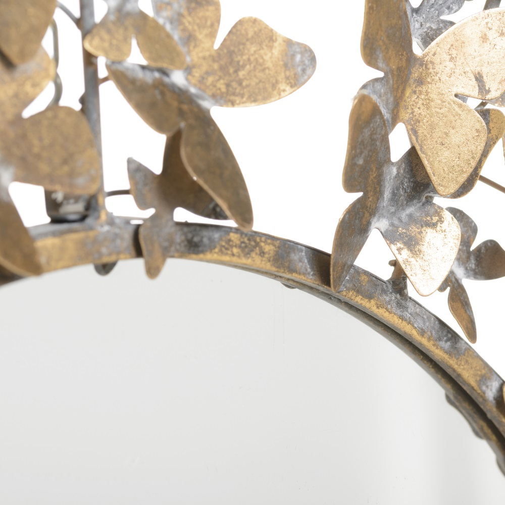 Espejo mariposas oro viejo metal