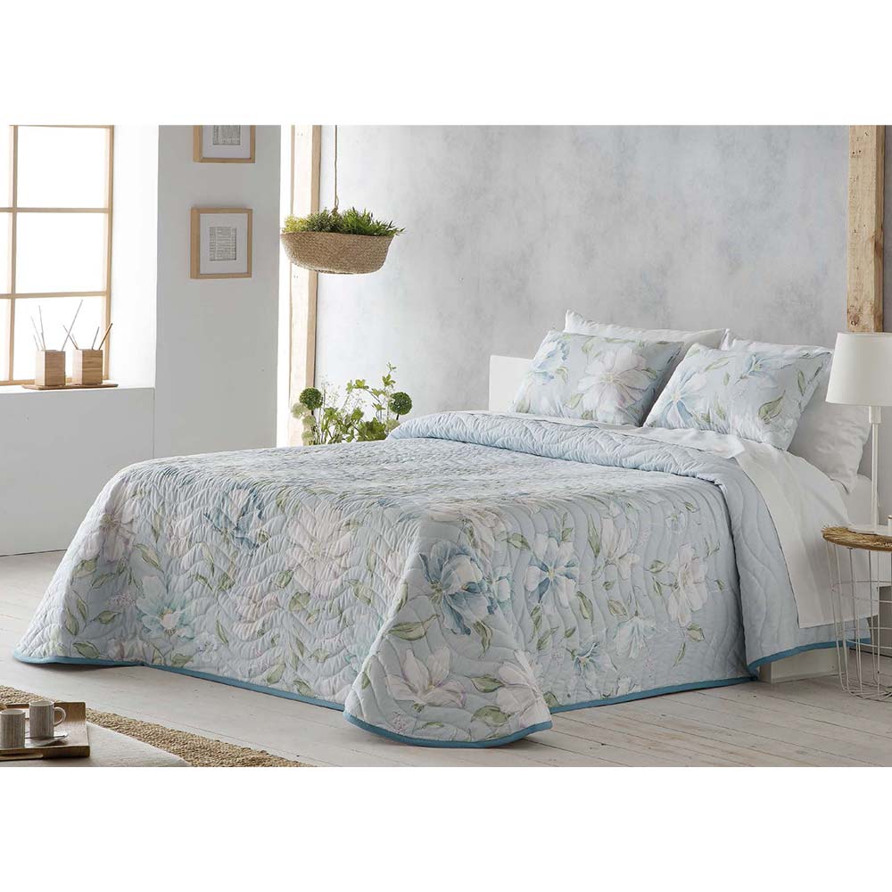 Colcha de cama Blanca azul