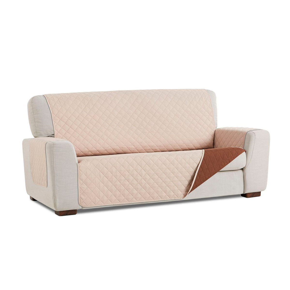 Cubre sofa Beige marron fondo blanco